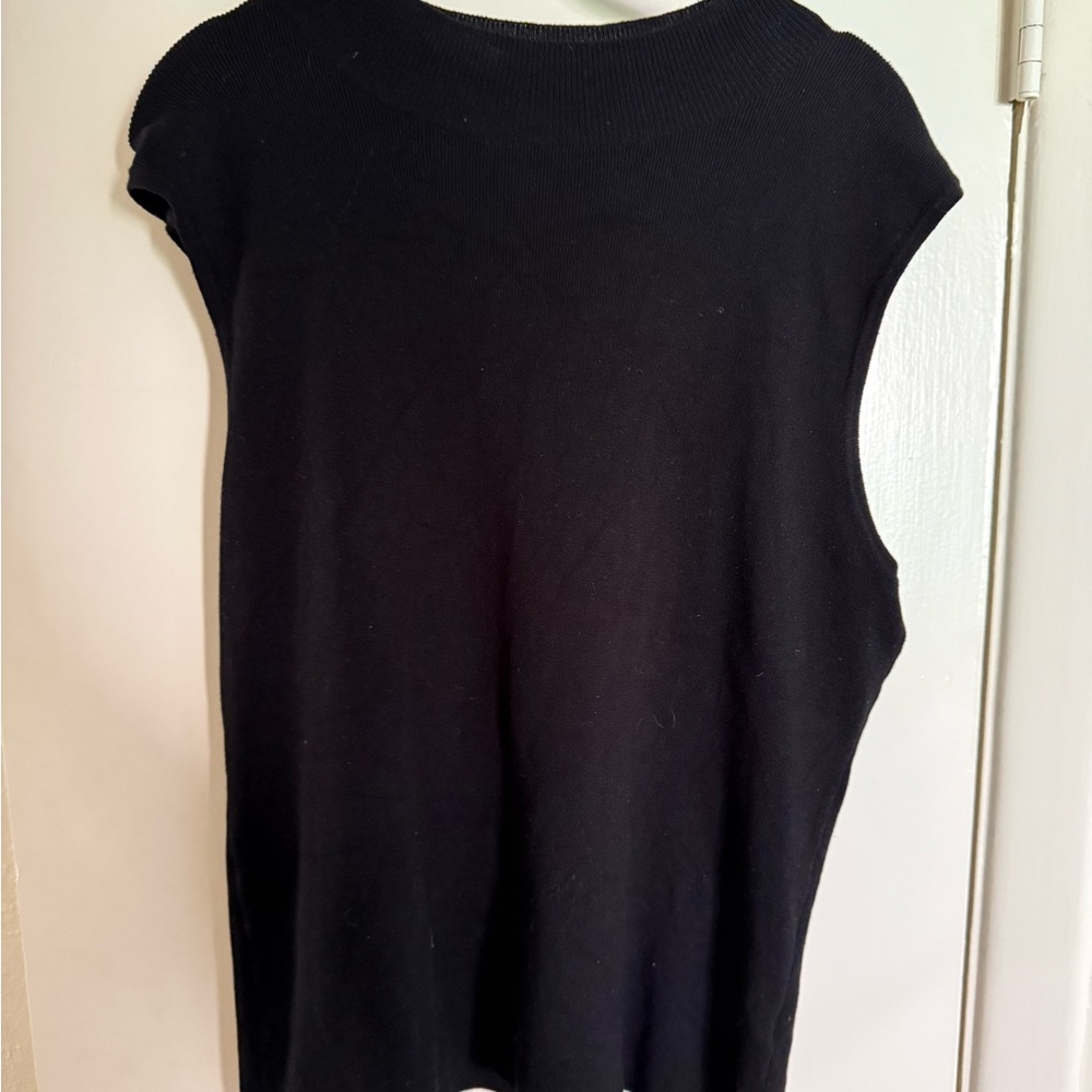 Tahari ASL Black Sleeveless Top